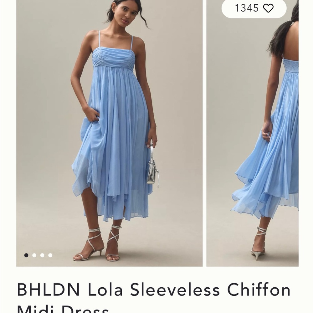BHLDN Lola chiffon blue bridesmaid dress